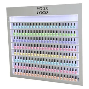 High Density Broad Private Label Wall Rack Shelf UV Gel Cosmetic Nail Polish Display Cabinet with Led Light