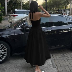 <span class=keywords><strong>Abito</strong></span> Lungo Elegante da Sera Bianco con Scollo a V Profondo, Halter, Linea ad A, Senza Schienale, Vita Alta, Casual da Donna - Product Image 4