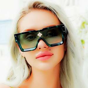 Lunettes de soleil carrées surdimensionnées de luxe en cristal UV400 pour hommes et femmes, tendance 2025, avec logo personnalisé, vente chaude - Product Image 2