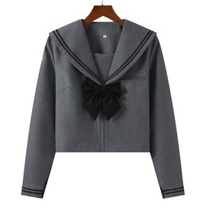 Uniforme JK Auténtico Estilo Japonés, Atuendo Estudiantil Estilo Marinero Gris, Conjunto <span class=keywords><strong>de</strong></span> Falda Plisada <span class=keywords><strong>de</strong></span> Manga Corta/Larga Estilo <span class=keywords><strong>Academia</strong></span> - Product Image 6