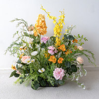 Vente en gros de compositions florales artificielles multicolores en soie de style européen pour centre de table de mariage, décoration d'événements et de fêtes, et enterrement de vie de jeune fille