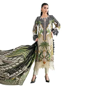 Conjunto Salwar Kameez Estampado Maria B para Mujer, Traje Indio Pakistaní, Largo hasta la Rodilla, para Fiestas y Bodas - Product Image 1