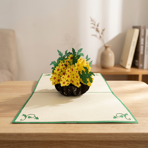 Panier de fleurs tendance, carte pop-up 3D marguerite, papier artistique fait main, toutes tailles, toutes couleurs, design personnalisé, cadeaux pour la Fête des Mères, vente en gros - Product Image 3