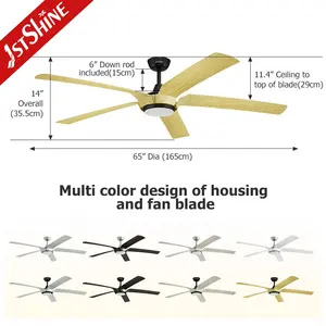 1stshine LED ventilateur de plafond à faible bruit suspendu énorme pièce 65 pouces ventilateur de plafond moderne
