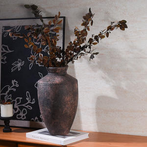 Vase en céramique Arrangement de fleurs Vase moyen Poterie Sensation Ornements Rétro Français Wabi-sabi Style Antique Salon Décoration - Product Image 3