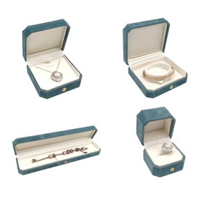 Wholesale Price Octagonal Velvet <b>Gold</b> Stamping Jewelry <b>Box</b> Simple Luxurious Modern Square for Rings Bracelets <b>Gift</b> Boxes - Product Image 6