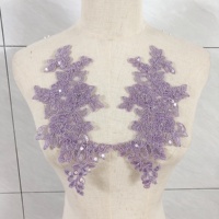 Applique en dentelle florale brodée de sequins multicolores pour robes LT2890A
