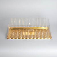 Grande boîte à gâteau rectangulaire transparente dorée en PET avec matériaux recyclés, logo personnalisé pour l'emballage alimentaire et les pain grillé aux raisins