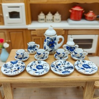 Set Teh Mini Keramik Skala 1/12 Model Miniatur Rumah Boneka untuk Dekorasi