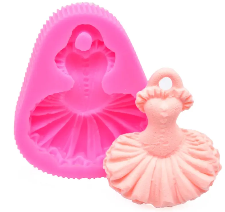 Falda de bailarina 3D, moldes de Fondant de silicona líquida para Cupcake Toppers, Chocolate, caramelo, pastel, galleta, decoración para hornear