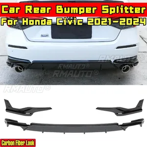 Civic Rear Bumper <b>Lip</b> Glossy Black MUGEN Style Rear Bumper <b>Splitter</b> Body Kit for Honda Civic 11th Gen 2021-2024 Car Accessories - Product Image 3