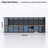 Armoire à outils modulaire robuste à 8 compartiments, poste de travail avec panneau perforé, plan de travail en bois massif, plusieurs tiroirs, serrure en acier pour atelier