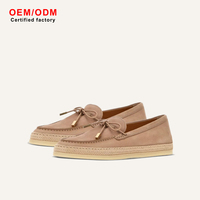 Mocassins modernes pour hommes en cachemire et cuir véritable, à lacets, bout pointu, semelle plateforme, imperméables, avec aglets dorés et nœud, style minimaliste