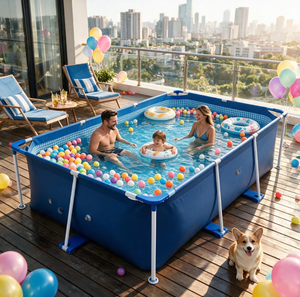 Piscina Rectangular Portátil Sobre el Suelo con Sistema de Filtro de Arena para Uso en Exteriores - Product Image 1
