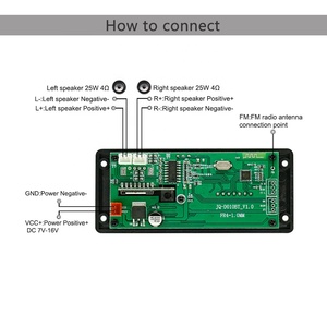 Reproductor MP3 <span class=keywords><strong>Bluetooth</strong></span>, placa amplificadora, módulo amplificador de circuito, 7V-16V, 2x25W - Product Image 4