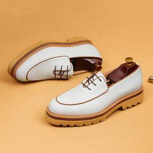 White Classic Oxford Dress <b>Shoes</b> Men Round Toe Genuine Leather Lace-up <b>Height</b> <b>Increasing</b> Wedding Business Casual All Seasons - Product Image 4