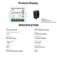 Tuya meteran energi klem daya Wifi fase tunggal Monitor konsumsi energi 80AC modul sakelar pintar Meter