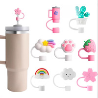 Embouts de paille en silicone écologiques anti-poussière de 10 mm, dessin animé 3D personnalisé, couleurs personnalisées, couvercles, bouchons pour gobelet isotherme (20 oz/30 oz/40 oz)