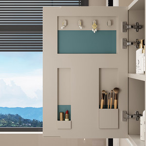 Smart <b>Lighting</b> <b>Mirror</b> Honeycomb-Patterned Latte-Colored <b>Vanity</b> Cabinet Wall-Mounted Bathroom Cabinet - Product Image 5