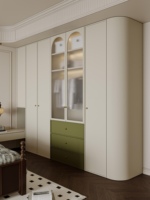Armoire de chambre autoportante moderne sur mesure en panneau mélaminé, coiffeuse facile à assembler, grande capacité de rangement