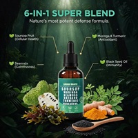 Gouttes liquides de corossol et de moringa - Complément alimentaire avec algues marines, origan, curcuma et huile de nigelle