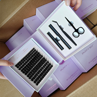 Precio de Fábrica, Segmentos de Pestañas Pre-Cortados de 8-16 mm, Kit de Pestañas Postizas Personalizadas al por Mayor, Kit de Extensión de Pestañas Autoaplicables