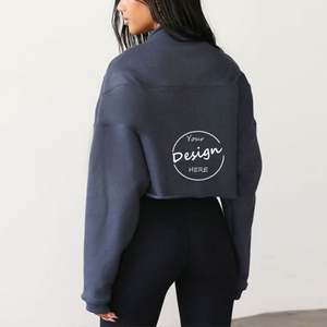 Venta caliente logotipo personalizado con capucha vestido Casual señoras suéter pulóver Jumper Tops manga larga de talla grande para mujer - Product Image 5