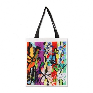Logo personnalisé Sublimation Imprimer Loisirs Femmes Africaines Texte Graffiti Art Pleine Couleur Sacs Polyester Fourre-Tout Shopping Sac en Toile - Product Image 2