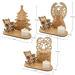 2023 Christmas in Heaven Memorial Ornament Wooden Christmas Tree Angel Rocking Chair Candle Holder