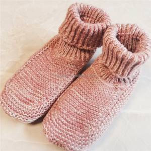 Chaussons-chaussettes d'hiver épais tricotés pour <span class=keywords><strong>femme</strong></span>, doublés de fausse fourrure, antidérapants, pour la maison - Product Image 1