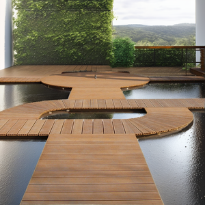 Customized Outdoor Anti-Slip Square Brushed Waterproof Modern Eco-friendly WPC <b>Decking</b> Composite Flooring Co-extrusion Deck - Product Image 2