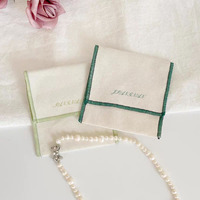 Bolsa de Lona de Algodón Hecha a Mano, Bolsa de Alta Gama con Tapa Abatible, Bolsa de Embalaje para Joyería, para Collares y Pendientes, con Logotipo Personalizado