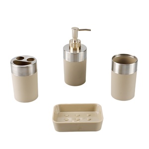 J&S Home Factory Directly Sale Toilet Accessories 4 Piece Bath Products Plastic Bathroom Accessories Set