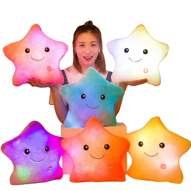 Creative Toy Luminous Pillow Soft Stuffed Plush Glowing Colorful Stars Cushion Led Light Toys Gift For Kids Children Girls