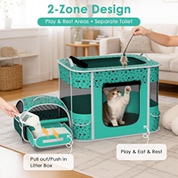 Parc de jeu portable pour chat avec bac à litière, cage souple pour chat, enclos pliable pour animaux de compagnie (chiens et chats) intérieur/extérieur, tente pour chats