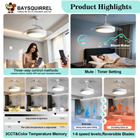 Ventilateur de plafond rétractable décoratif moderne de 42 pouces avec lumière LED, moteur DC, éclairage intérieur économe en énergie pour chambre à coucher et salle à manger