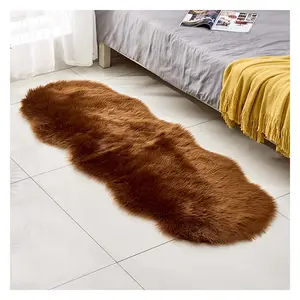 Faux lông thảm cho phòng ngủ Fluffy Runner mềm da cừu sofa đệm sang trọng khu vực Thảm lông xù sàn thảm đầu giường dễ thương xù xì mờ