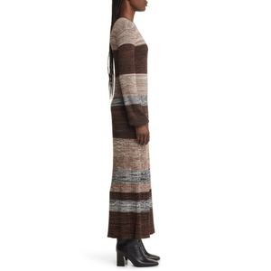 Custom O Neck Sexy Striped Pattern <b>Space</b> Dyed Long Bodycon Maxi Rib Winter Woman Sweater Knit Plus Size <b>Dress</b> - Product Image 3