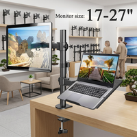 Supporto per Monitor Doppio di Alta Qualità 17-32 Pollici, Capacità di Carico 10 KG, Schermo Secondario 2-in-1, Staffa di Supporto con Morsetto a Perforazione