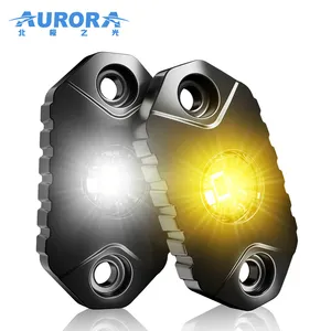 Aurora Car Atmosphere Led Dual Color Yellow White Rock Light ATV UTV Motorcycle Led Rock Lights for Trucks