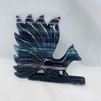 Vente en gros cristal naturel coloré fluorite renard à neuf queues décoration de bureau en cristal sculpté
