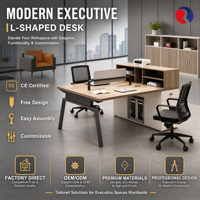 Bureau de direction de luxe moderne en bois avec tiroirs pour bureau de PDG, directement de l'usine