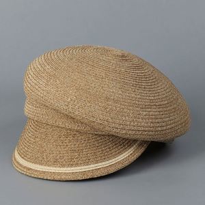 2025 New Arrival Striped Beret Cap <b>Summer</b> Sunscreen <b>Straw</b> <b>Hat</b> Colorful Side Casual Women Fashion <b>Straw</b> Sun <b>Hat</b> - Product Image 1