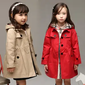 2022 primavera e autunno nuova ragazza abbigliamento cappotto stile britannico manica lunga giacca a vento per bambini