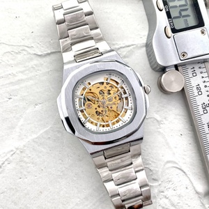 Montre mécanique automatique squelette de luxe bicolore or rose pour homme, bracelet en acier inoxydable, étanche, pour affaires et sport - Product Image 3