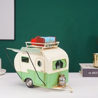 Modèle de voiture vintage en métal pour remorque en gros, pour cadeaux d'anniversaire d'entreprise, décoration de restaurant, couleurs vert et bleu