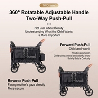 Chariot de camping pour enfants à quatre places avec auvent amovible, chariot de voyage pliable et portable pour enfants
