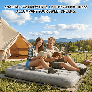 Matelas de camping individuel auto-gonflant de luxe beige, léger et pliable, en PVC, pour glamping et usage hospitalier - Product Image 6