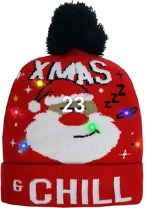 Chapeau <span class=keywords><strong>de</strong></span> Noël LED pour fête du Nouvel An, taille personnalisable, <span class=keywords><strong>bonnet</strong></span> en tricot <span class=keywords><strong>de</strong></span> Père Noël, 100% acrylique, luxe, écologique, décoration <span class=keywords><strong>de</strong></span> fête - Product Image 6