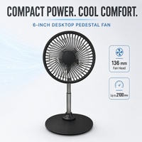 Dopapod G13 Metal Round Base Stretch Pole 110° Tiltable Fan Head 3000mAh Battery 3 Wind Speeds Desktop Fan